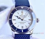 GF Swiss Breitling Superocean Heritage II 9015 White Dial Blue Rubber Strap Watch